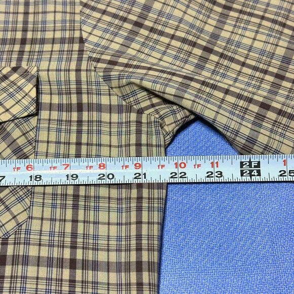 Vintage 70s 80s Sears Yellow Plaid Front Button Down Shirt Men's Size Medium - Picture 14 of 16